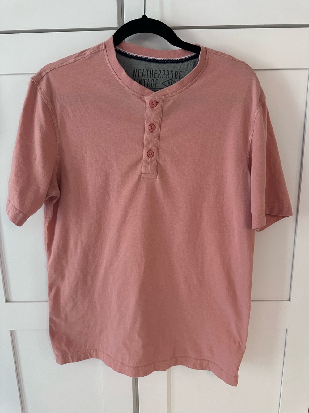 Weatherproof Short Sleeve Henley Tee in Dusty Rose